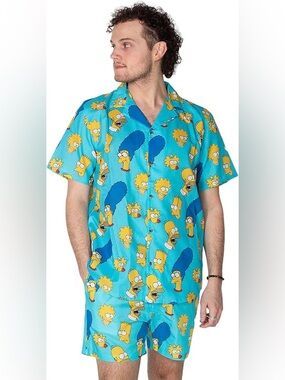 Cakeworthy x The Simpsons Character Print Button Down Shirt S Limited Edition
